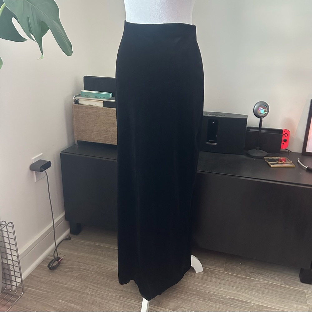 Vintage Black Velvet Maxi Skirt